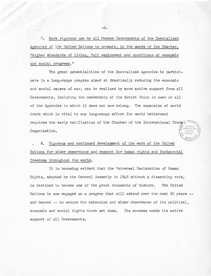 "Memorandum of Points for Consideration in the Development of a 20-Year Program for Achieving Peace Through the United Nations" by Trygve Lie